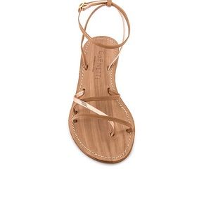 Tan cute beachy strappy Cornetti sandals!
